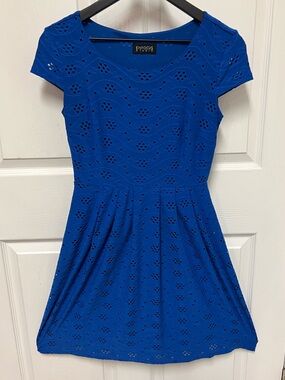 DONATED Enfocus Studio Cobalt Blue Eyelet Fit & Flare Dress